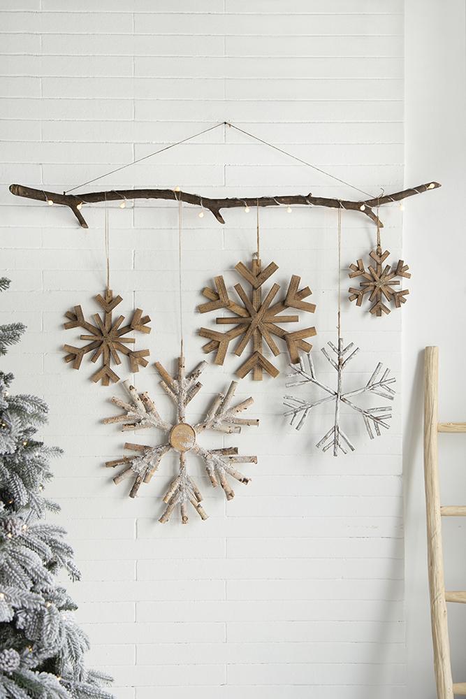 Large Fir Wood Snowflake Ornaments - Set of 2