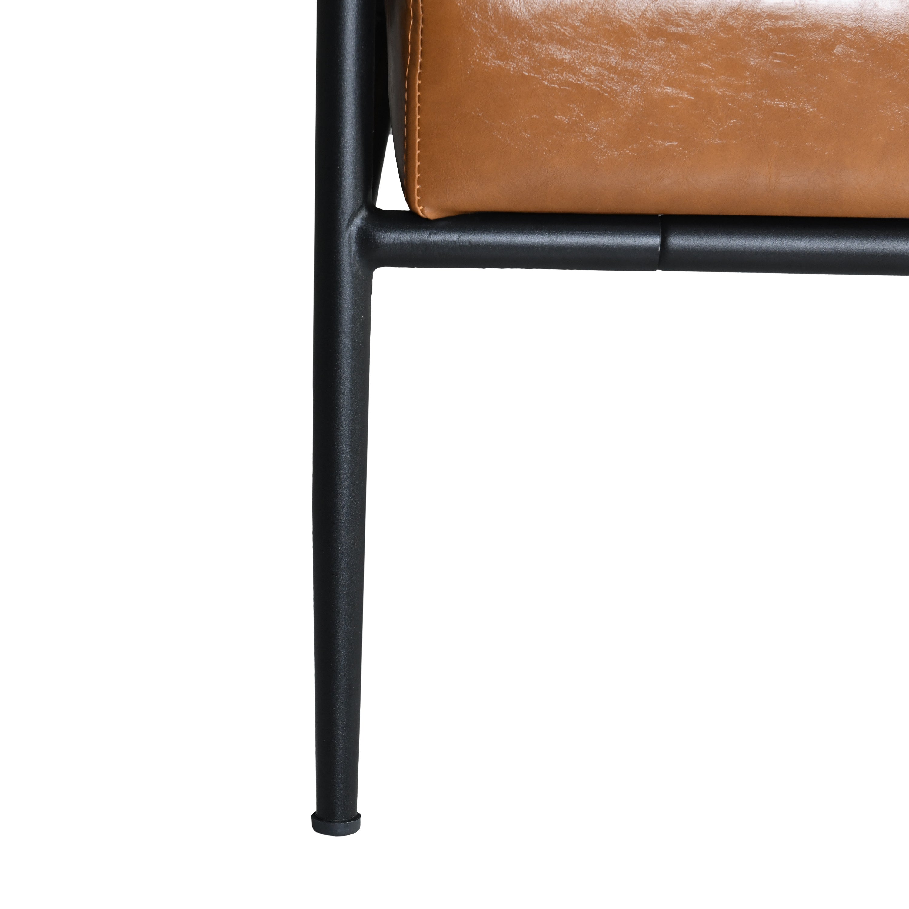 Mid-Century Modern Accent Chair with Brown Faux Leather Upholstery