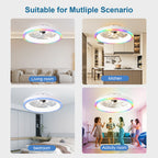 19.7" Modern RGB Ceiling Fan with Lights