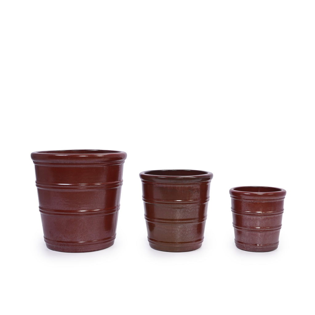 Handmade Glazed Ceramic Planter Set of 3