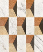 12x24 Waterjet Marble Tile - White Gold Red Gray