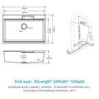 33" Drop In Waterfall Kitchen Sink