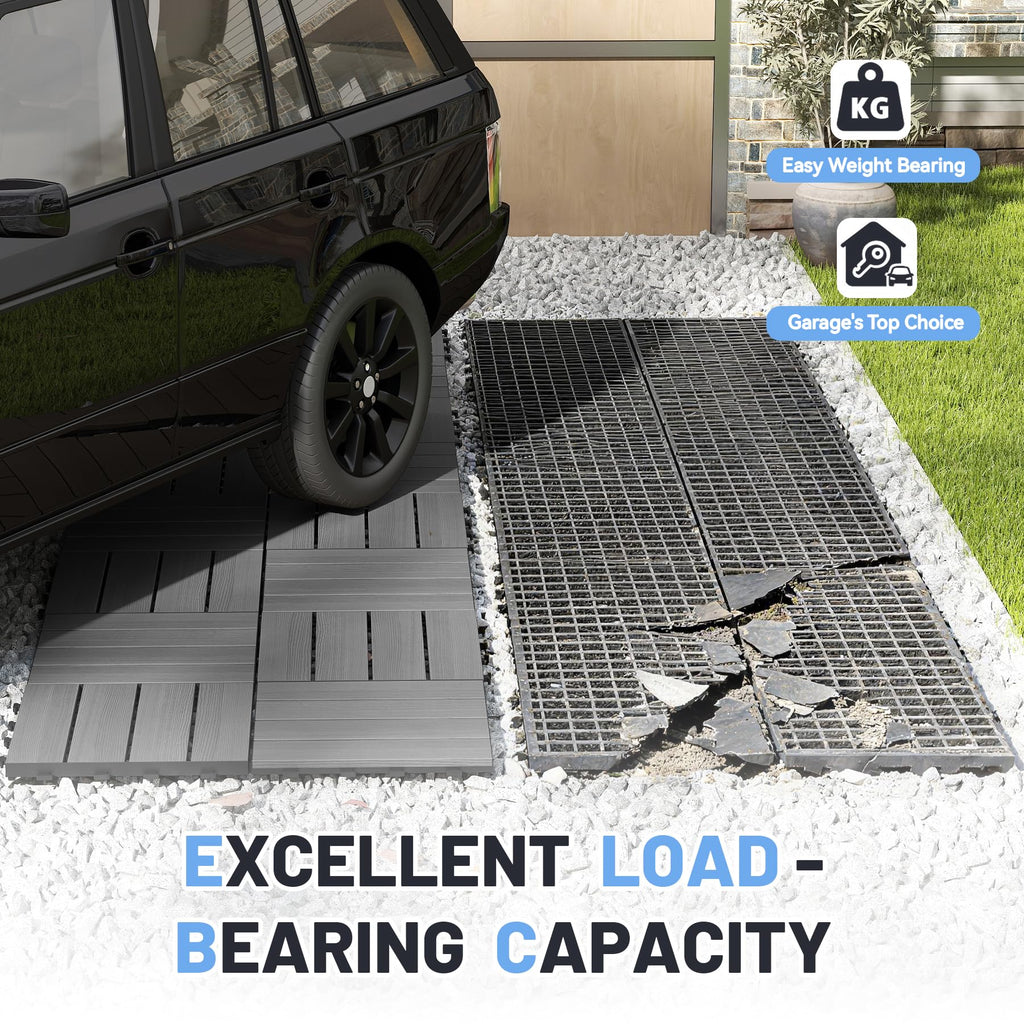 44 Pcs Interlocking Deck Tiles - HDPE Outdoor Flooring