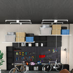 White Overhead Garage Storage Rack 4x8 FT for High Ceilings