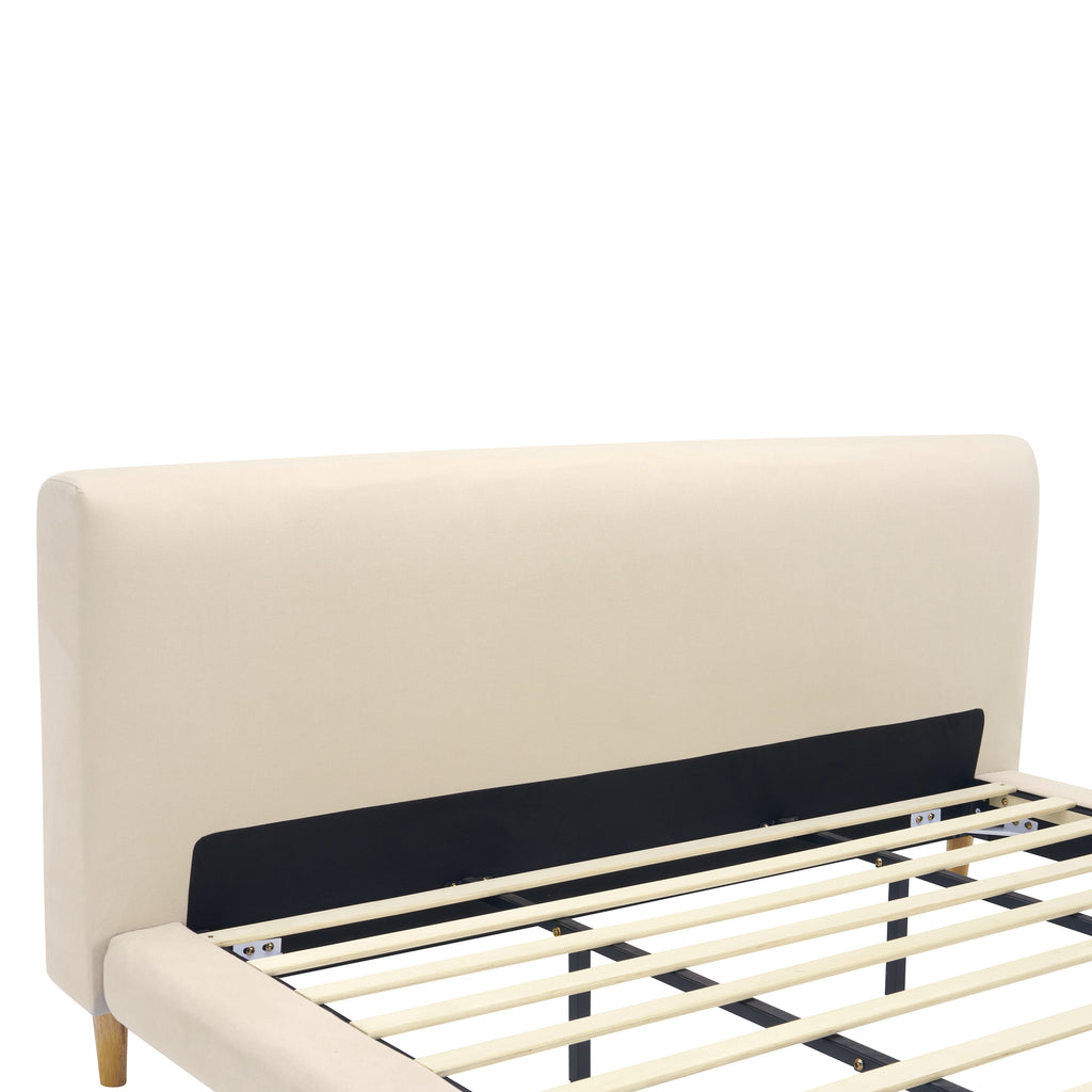 Beige Chunky Headboard Bed Frame