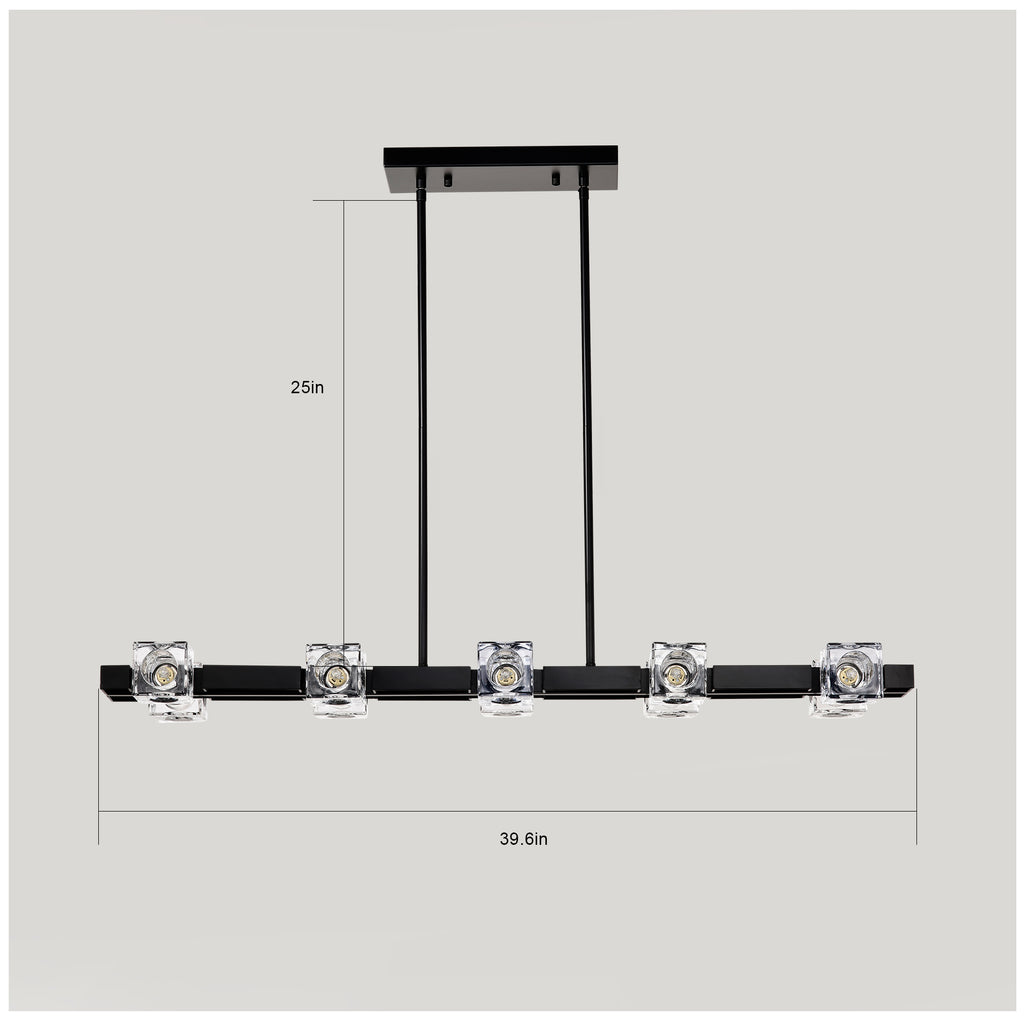 Rectangle Chandelier for Dining Room, 10-Light