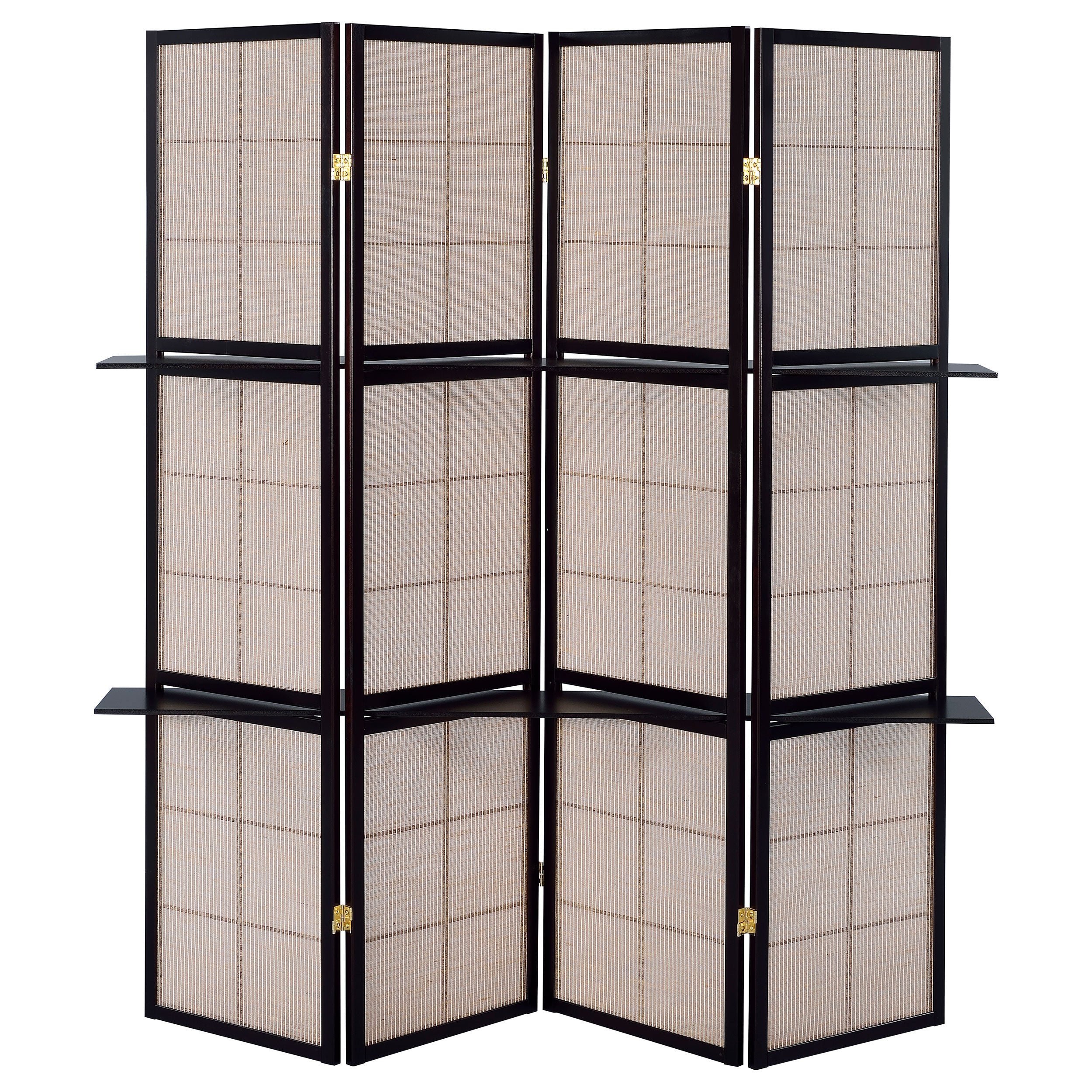 Tan and Cappuccino 4-Panel Folding Screen