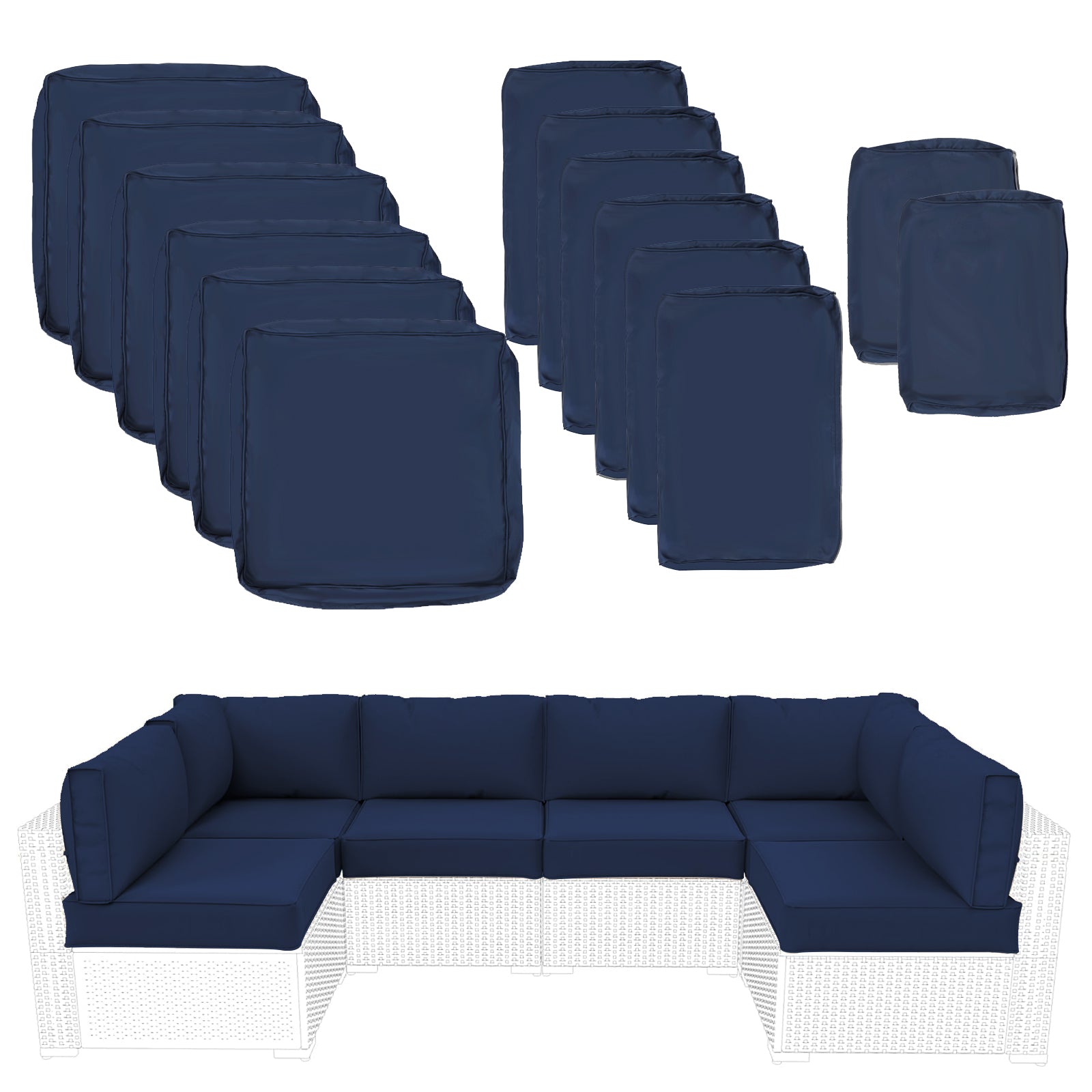 Outdoor Cushions for Patio Furniture Replacement - Navy Blue