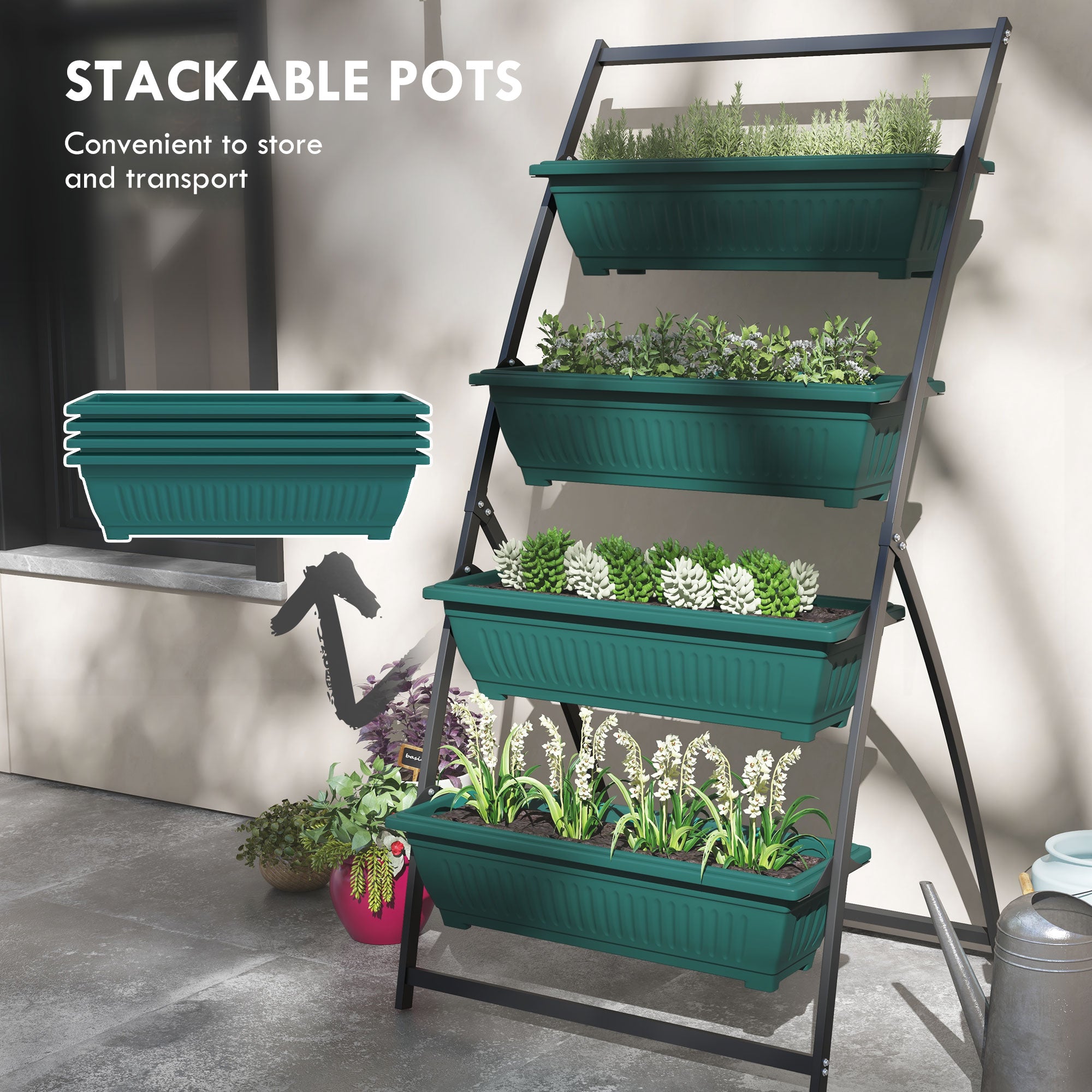 Outsunny Raised Garden Bed, 4 Tier Vertical Garden Planter Set