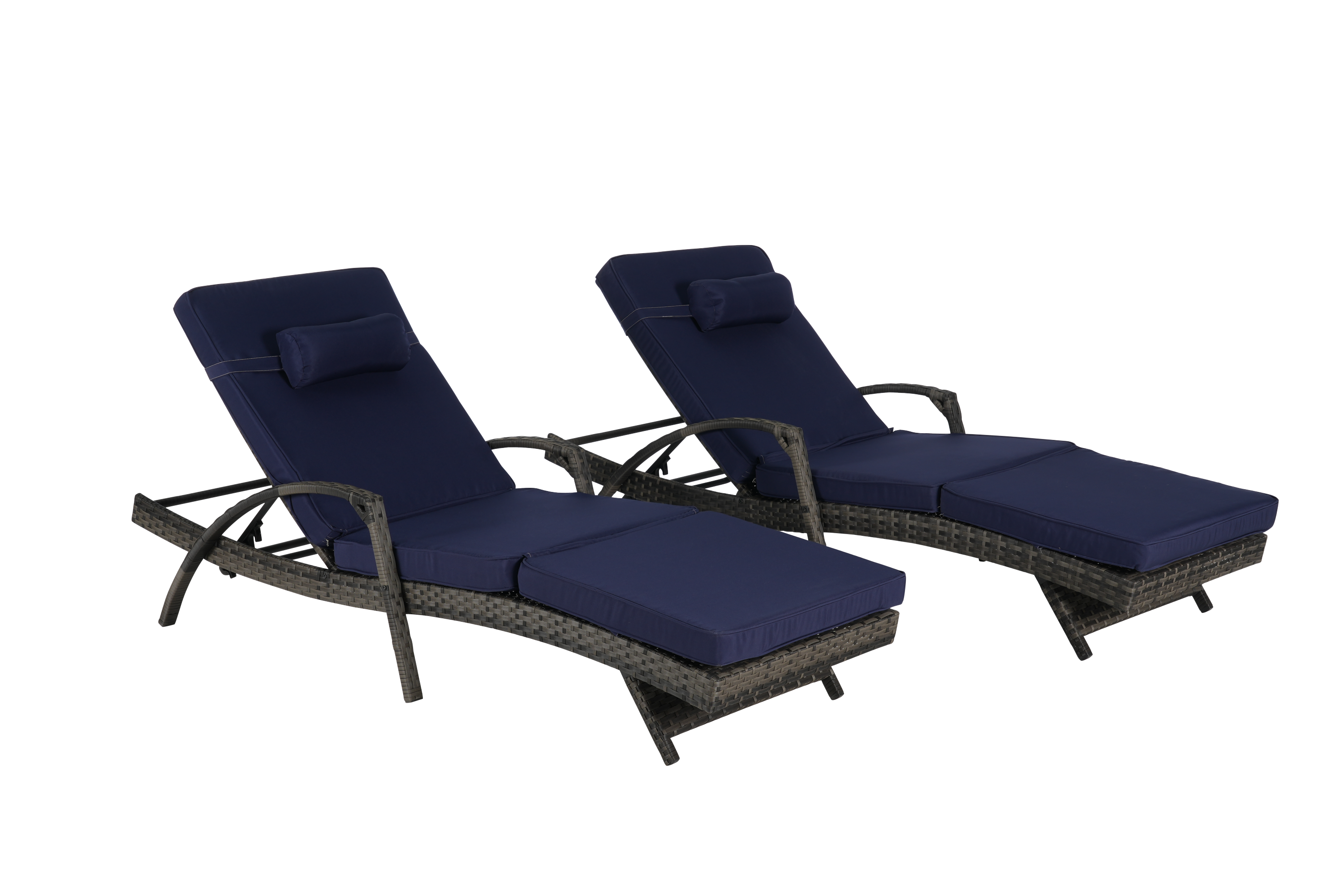 Outdoor Wicker Reclining Chair Set of 2 with Cushions