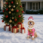 Christmas Labrador Retriever Statue, Holiday Dog Figurine
