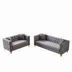 Chesterfield Velvet Sofa - 3+2 Seater Deep Seat Sofa