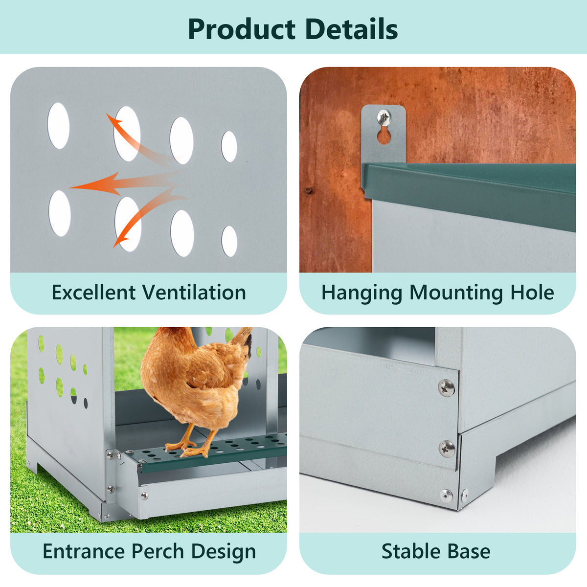 10-Bay Metal Nest Box for Hens and Ducks
