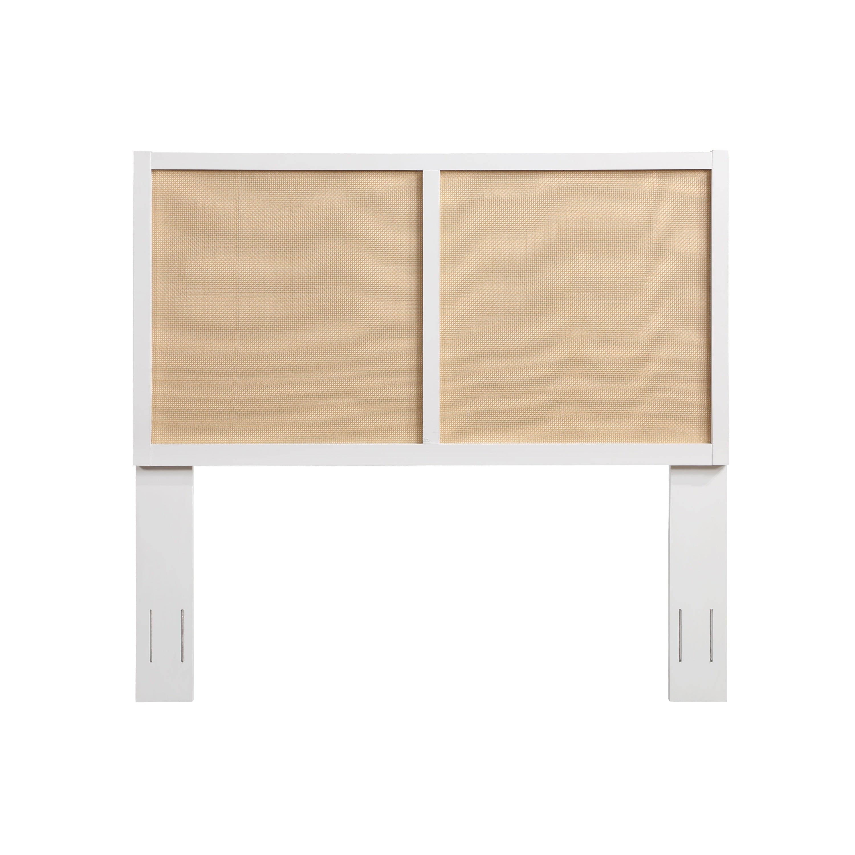 Barkley Cane and Solid Wood Headboard in White with Adjustable Height for Queen/Full Beds
