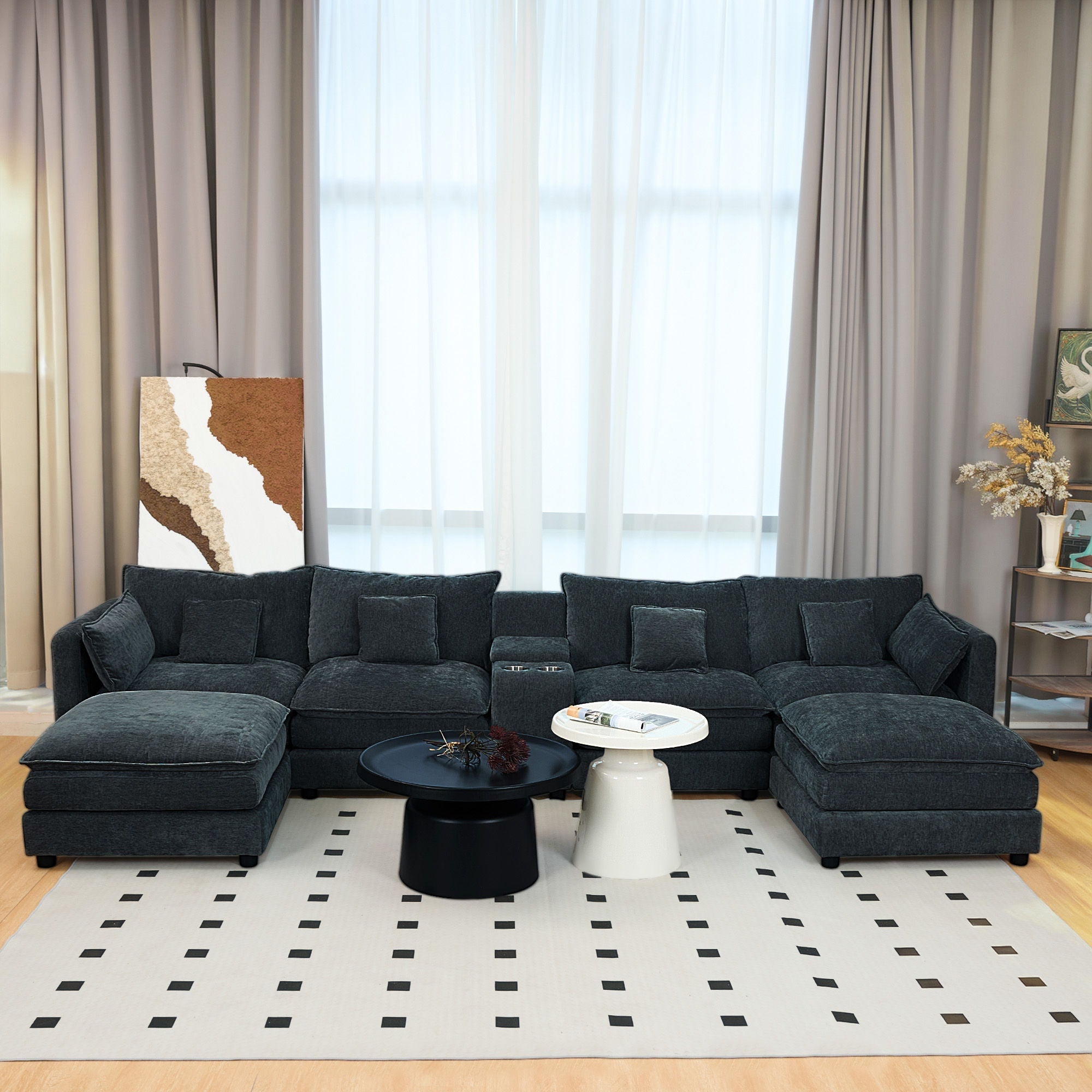 U Shaped Sectional Cloud Couch for Living Room