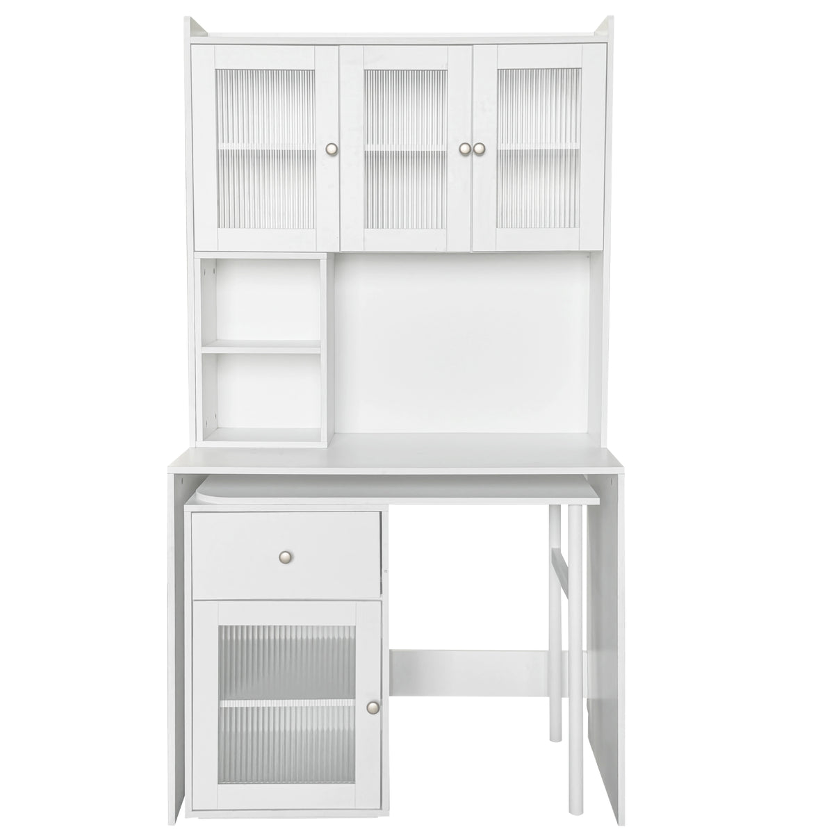 Computer Desk with Glass Door for Home Office