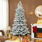 HOMCOM 7.5 ft Frosted Christmas Tree with Realistic Branches