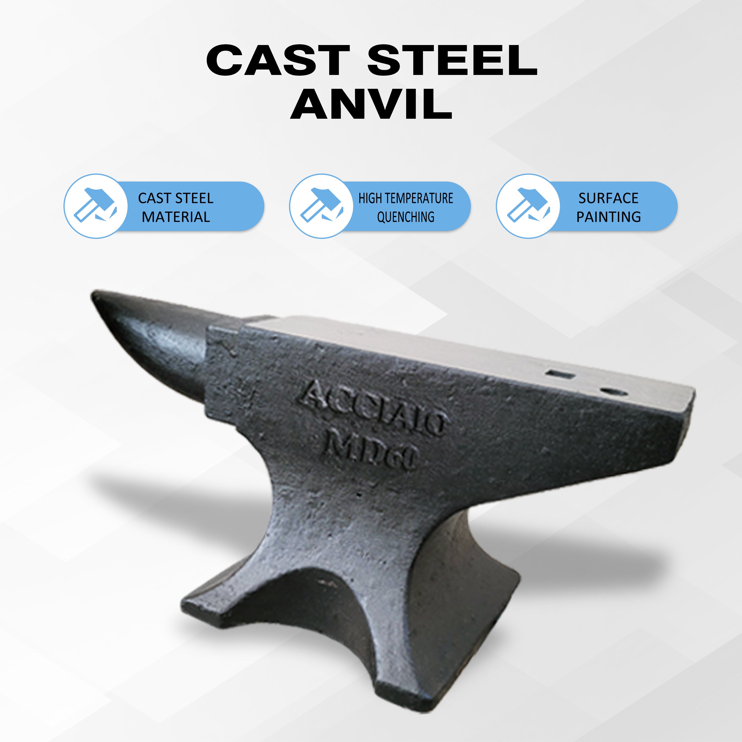 Single Horn 132Lbs Cast Steel Anvil