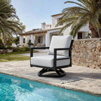 Modern Outdoor Fully Weld Swivel Lounge Chair – Premium Aluminum Frame in Ember