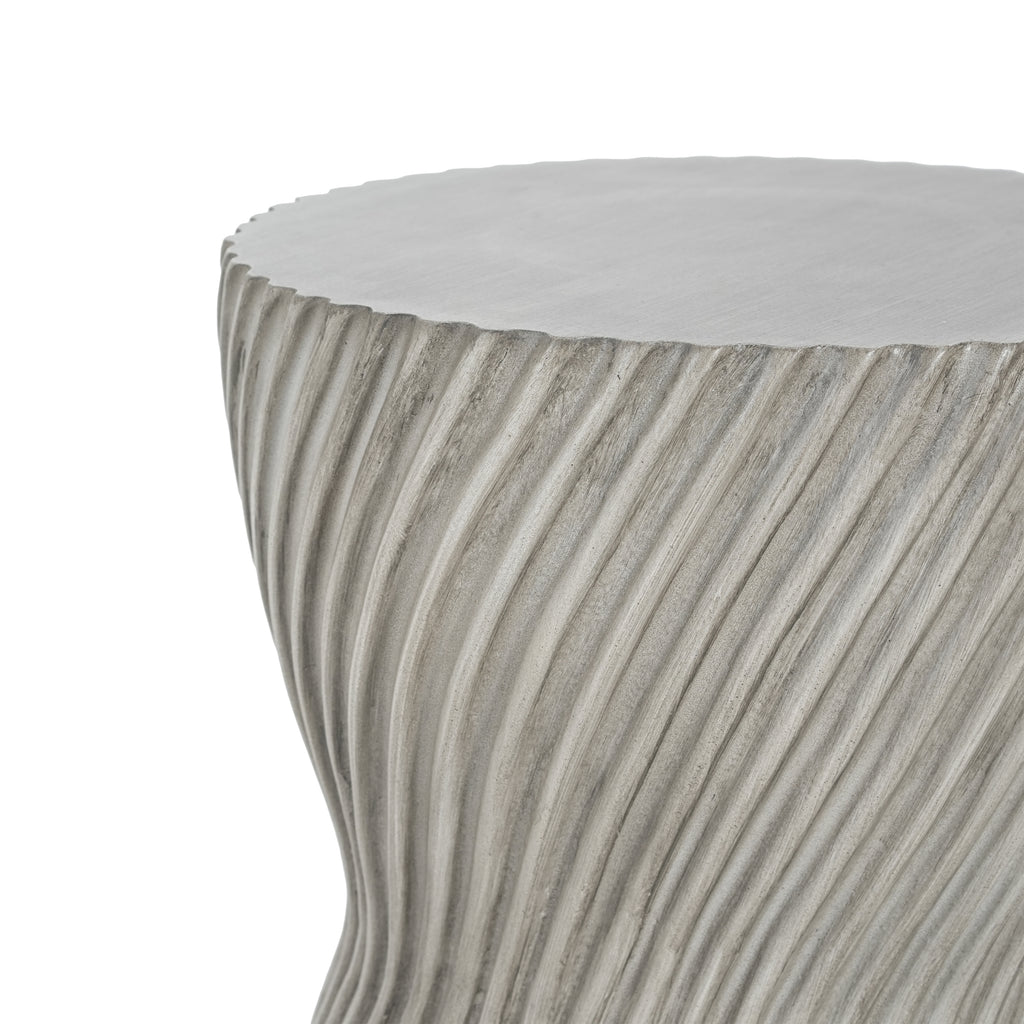 Outdoor MGO Concrete Hourglass Side Table with Spiral Pattern