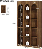 70.87" 5-Tier Rustic Brown Farmhouse Arched Bookcase