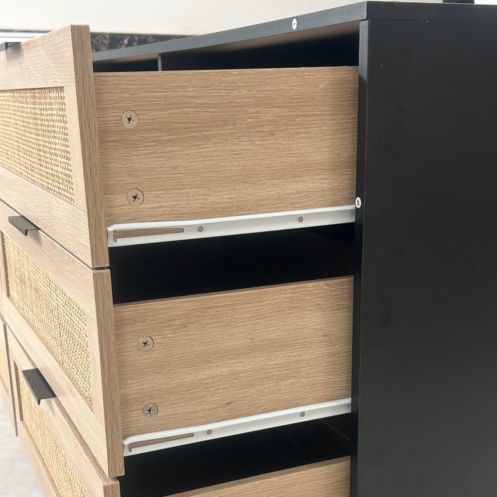 59 Inch 6-Drawer Rattan Storage Cabinet