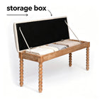 Farmhouse Wooden Storage Bench with Soft Cushion – Turned Spindle Legs