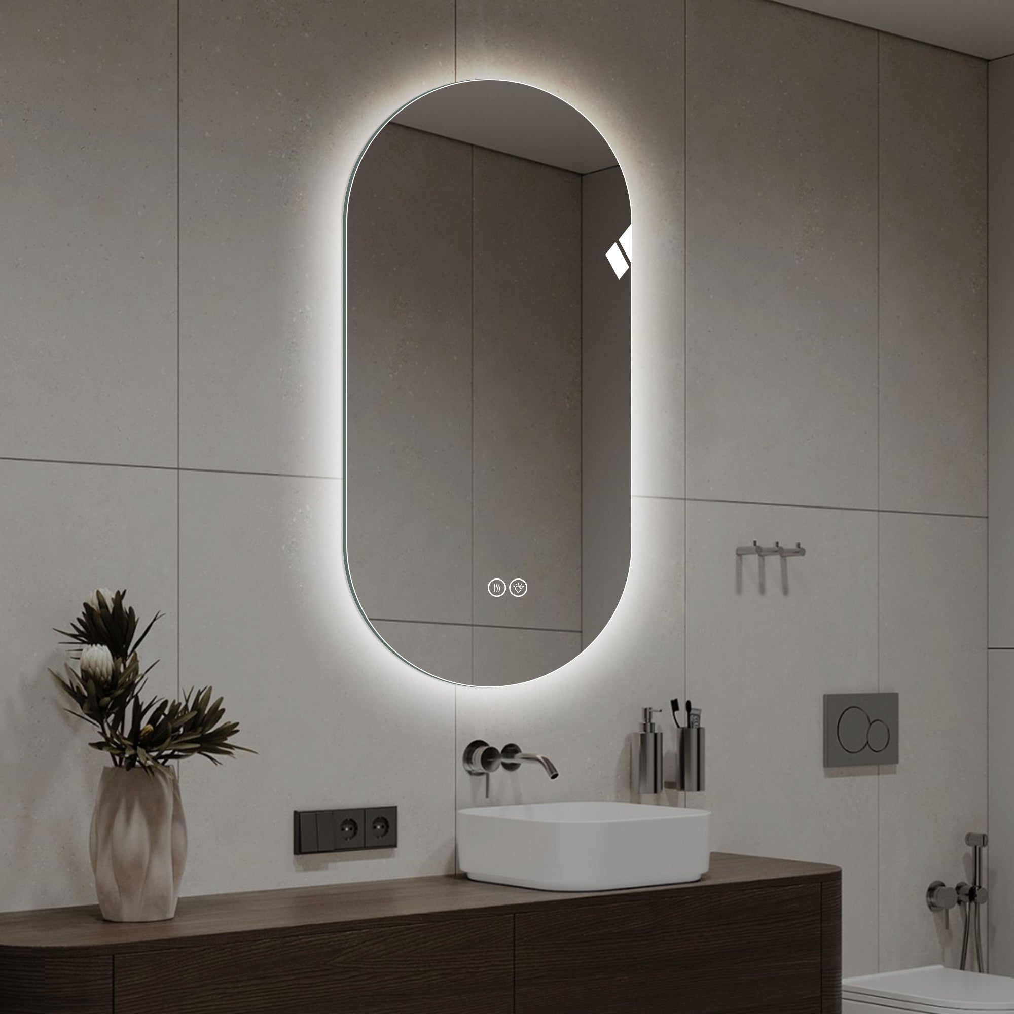 48" x 24" Smart Wall Mounted LED Touch Screen Anti-fog Mirror