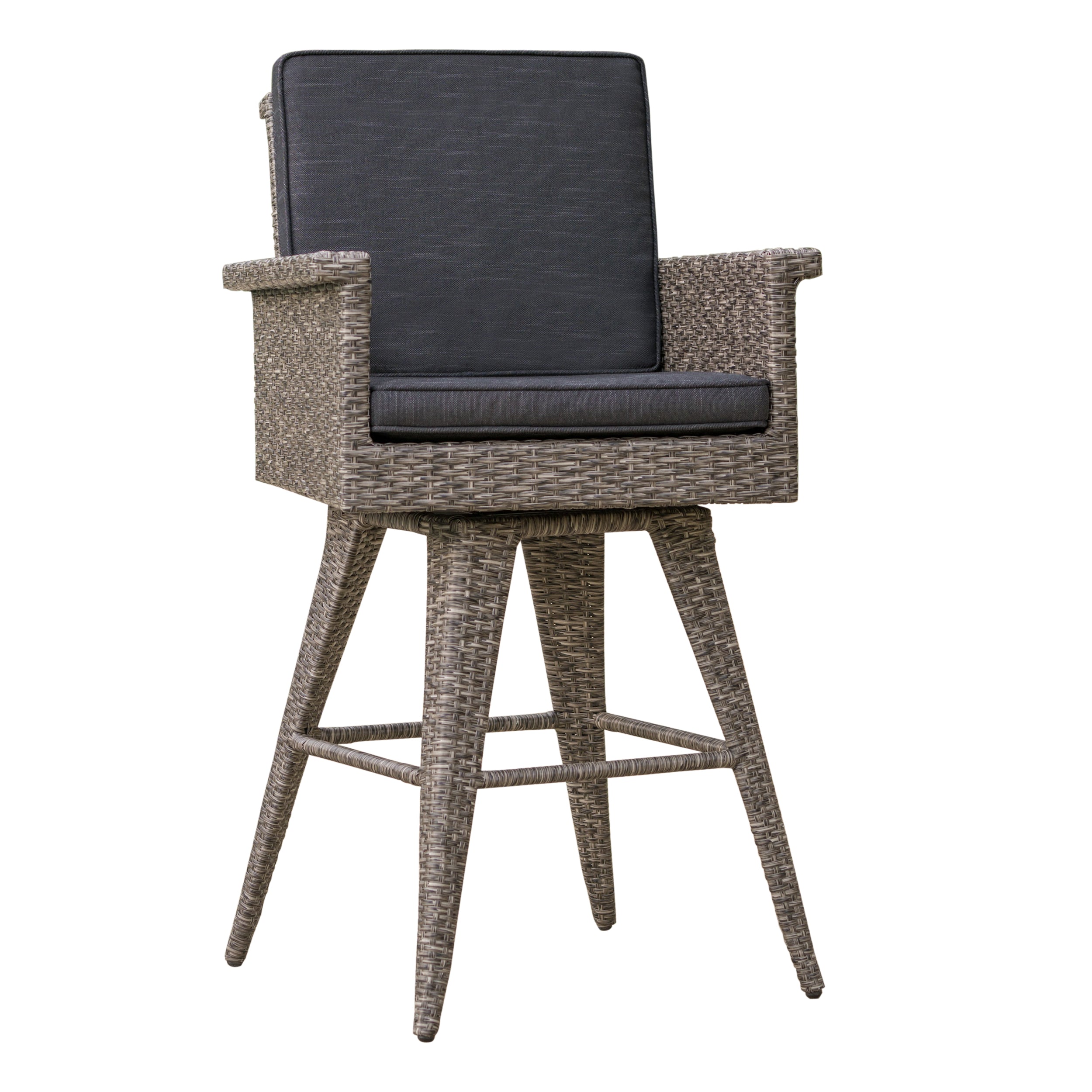 30" Outdoor Wicker Swivel Barstool with Water Resistant Cushion