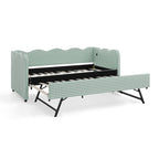 Cozy Gingham Daybed with Trundle Twin Size Sofa Bed