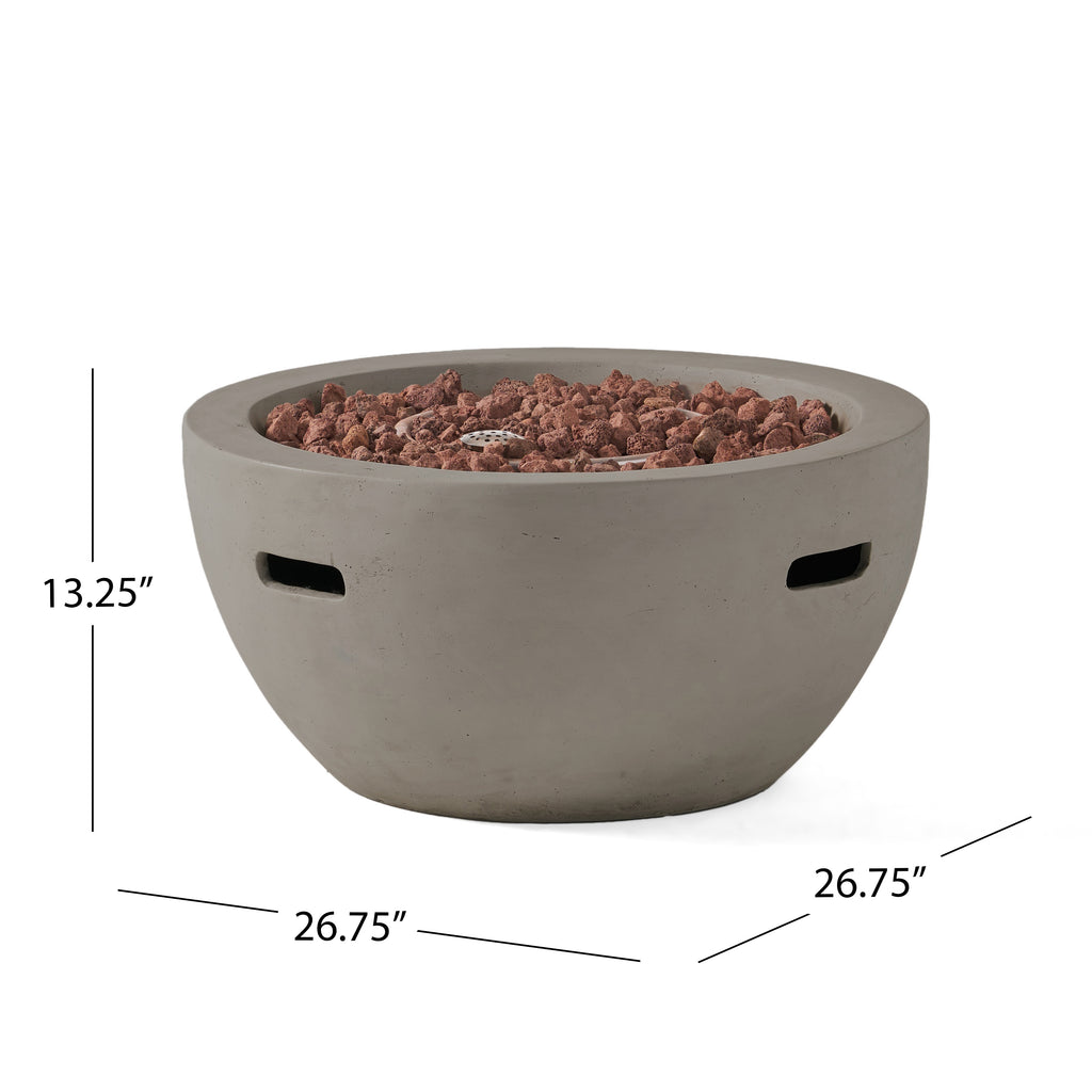 27" Bowl Shaped MGO 40,000 BTU Propane Fire Pit, Light