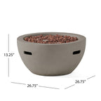 27" Bowl Shaped MGO 40,000 BTU Propane Fire Pit, Light