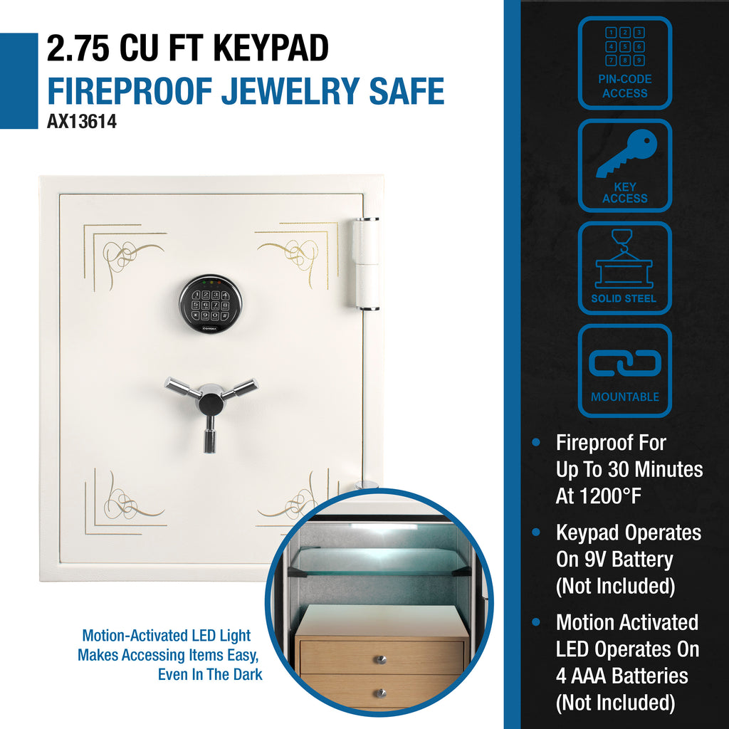 2.75 Cubic Ft Keypad Fireproof Jewelry Safe