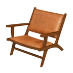 Daniel Mid-Century Modern Leather Arm Chair with Walnut-Finished Legs