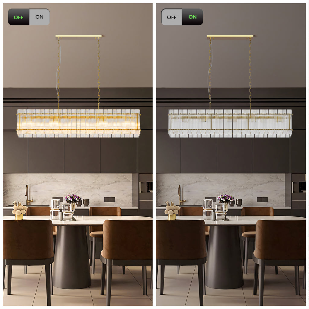 Modern Rectangular Crystal Glass Chandelier
