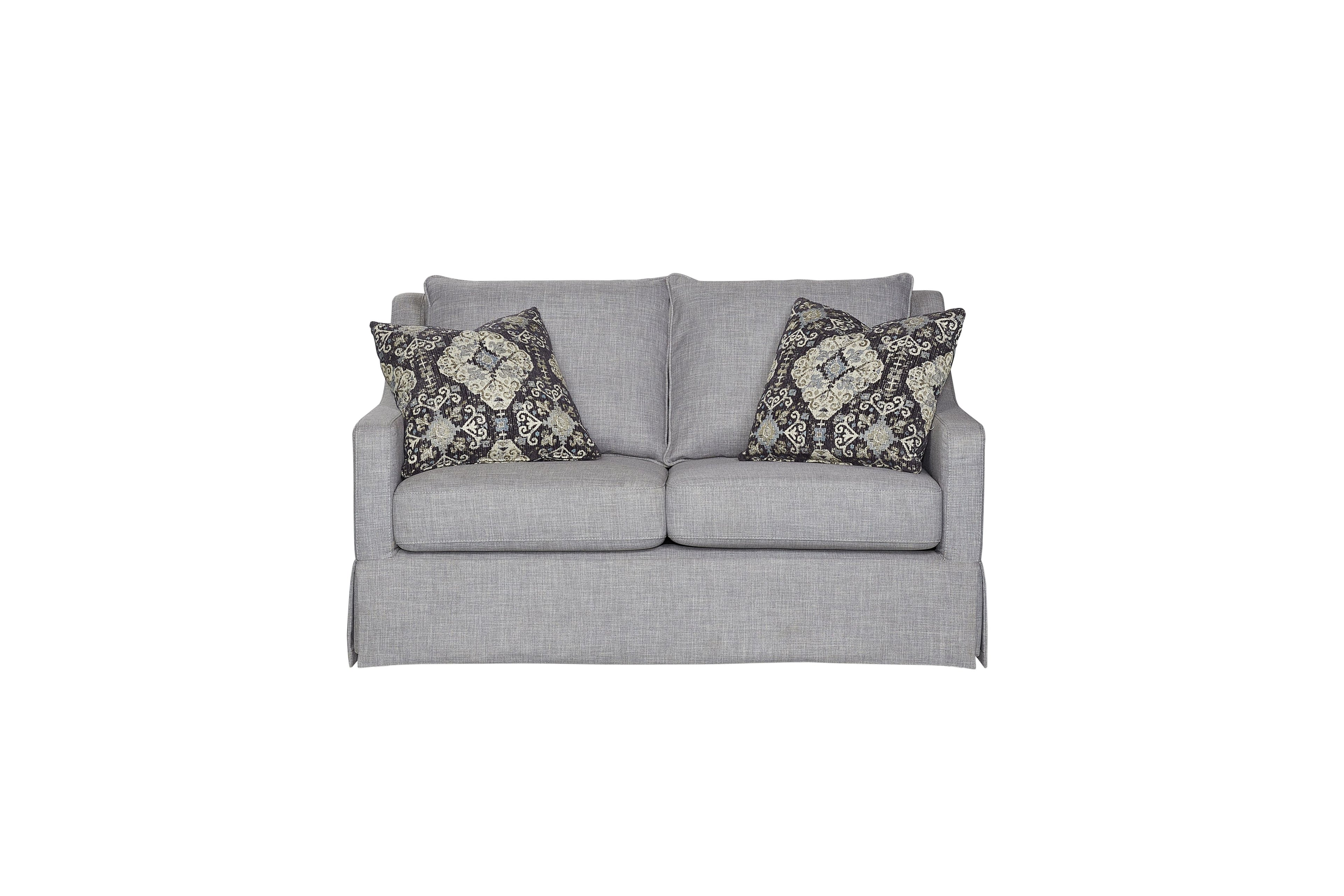 Loveseat With Skirt And Reversable Cushions And 2 Pillows