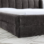 Queen Size Upholstered Bed Frame with Thick Fabric - Dark Grey