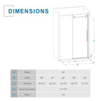 Goodyo Frameless Shower Door - 48" W x 72" H