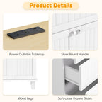 Topmax Farmhouse Kitchen Island with Drop Leaf and 2 Seatings