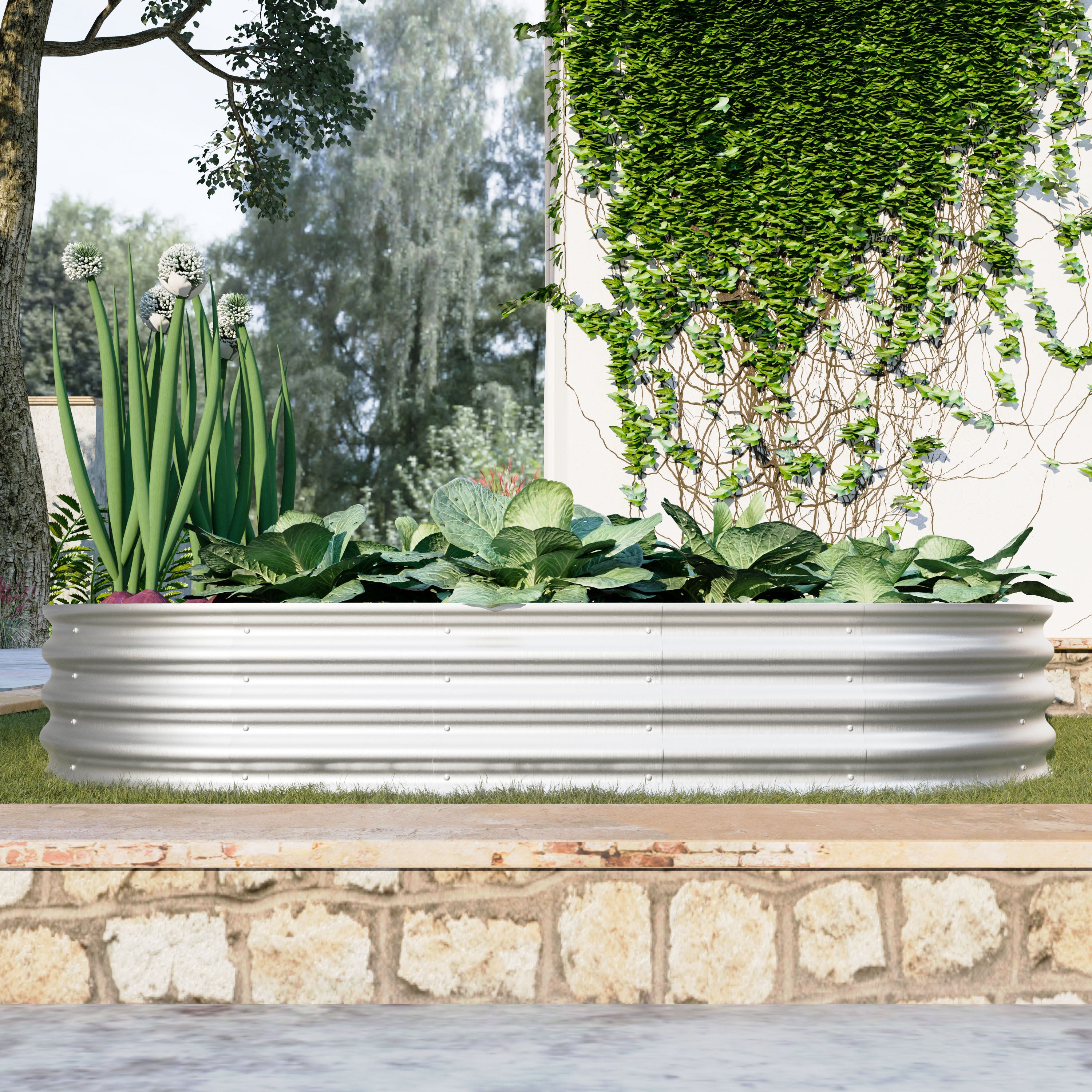 2-Piece Galvanized Raised Garden Bed Kit