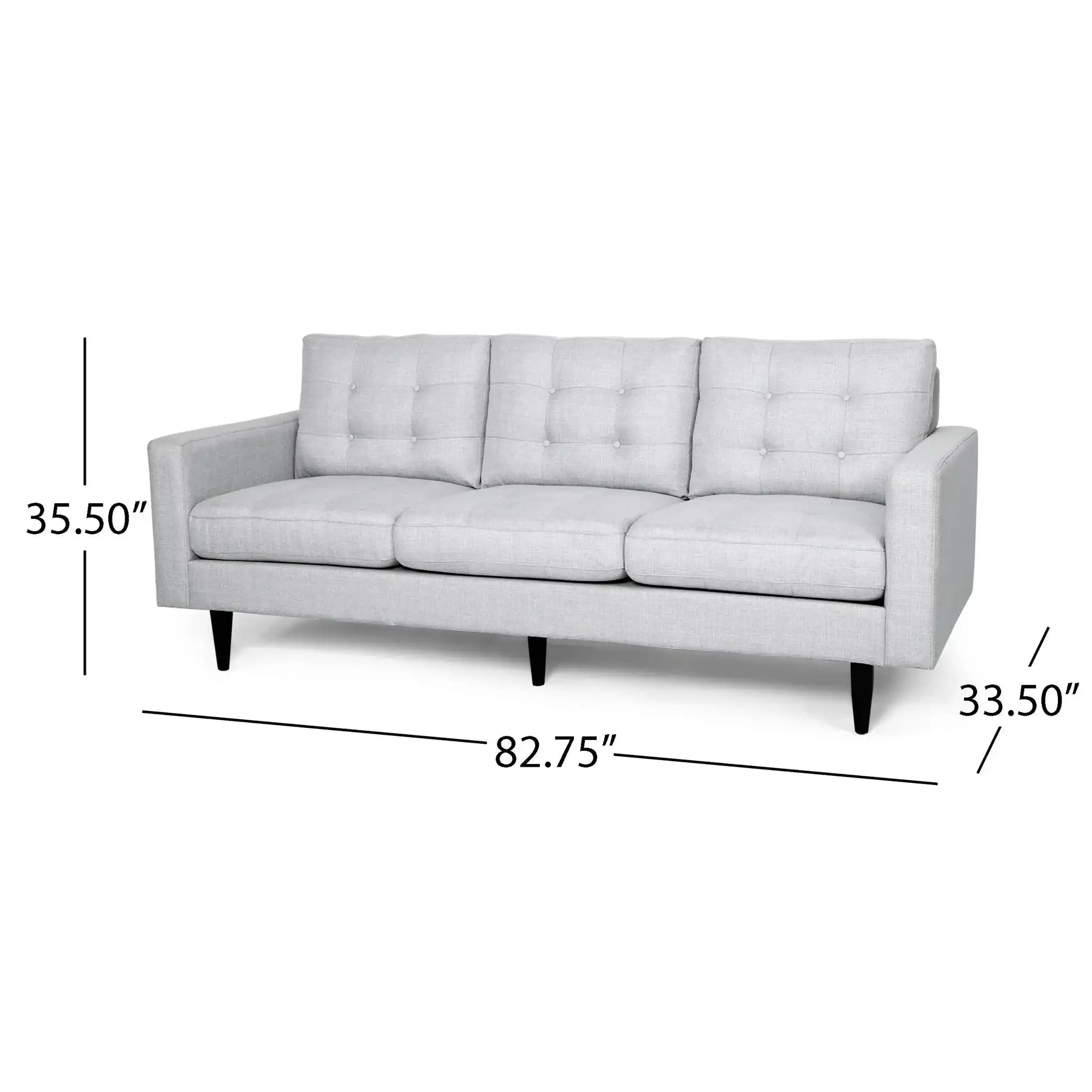 Jenny Contemporary Tufted Fabric 3-Seater Sofa