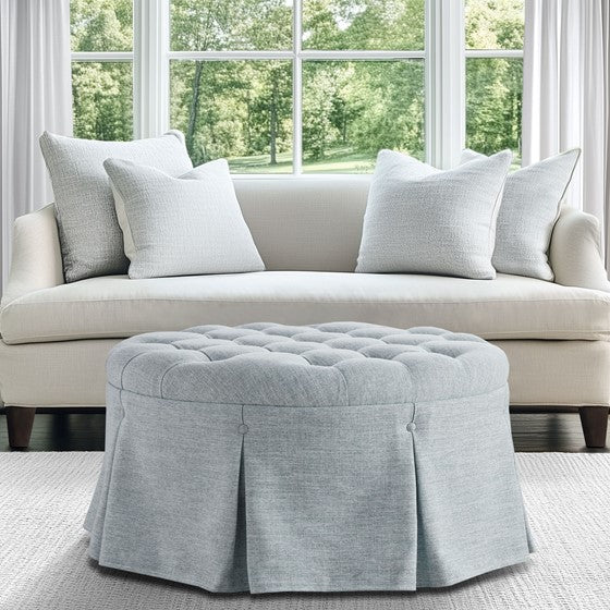 Skirted Tufted 32" Round Ottoman
