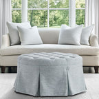 Skirted Tufted 32" Round Ottoman