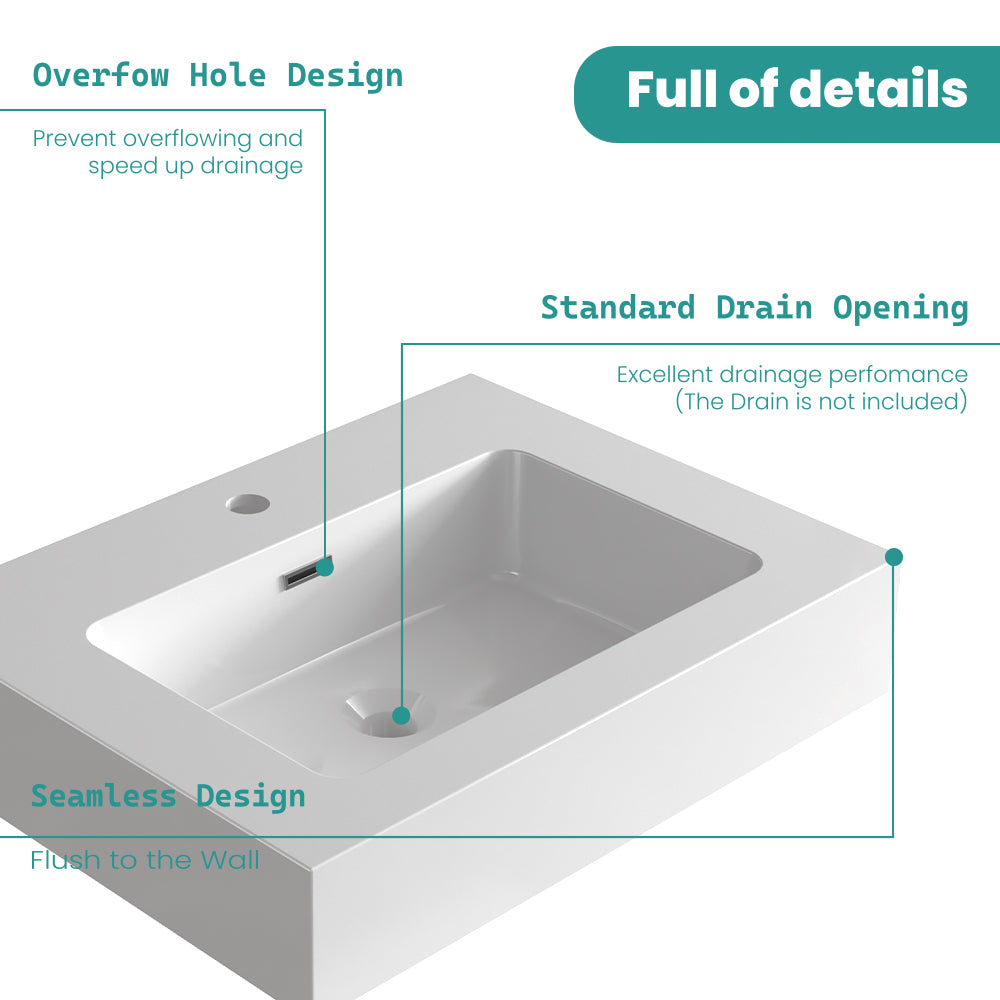 Integrated Solid Surface Basin - Glossy White
