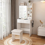 Small Makeup Vanity Desk with Mirror & Adjustable LED Lights
