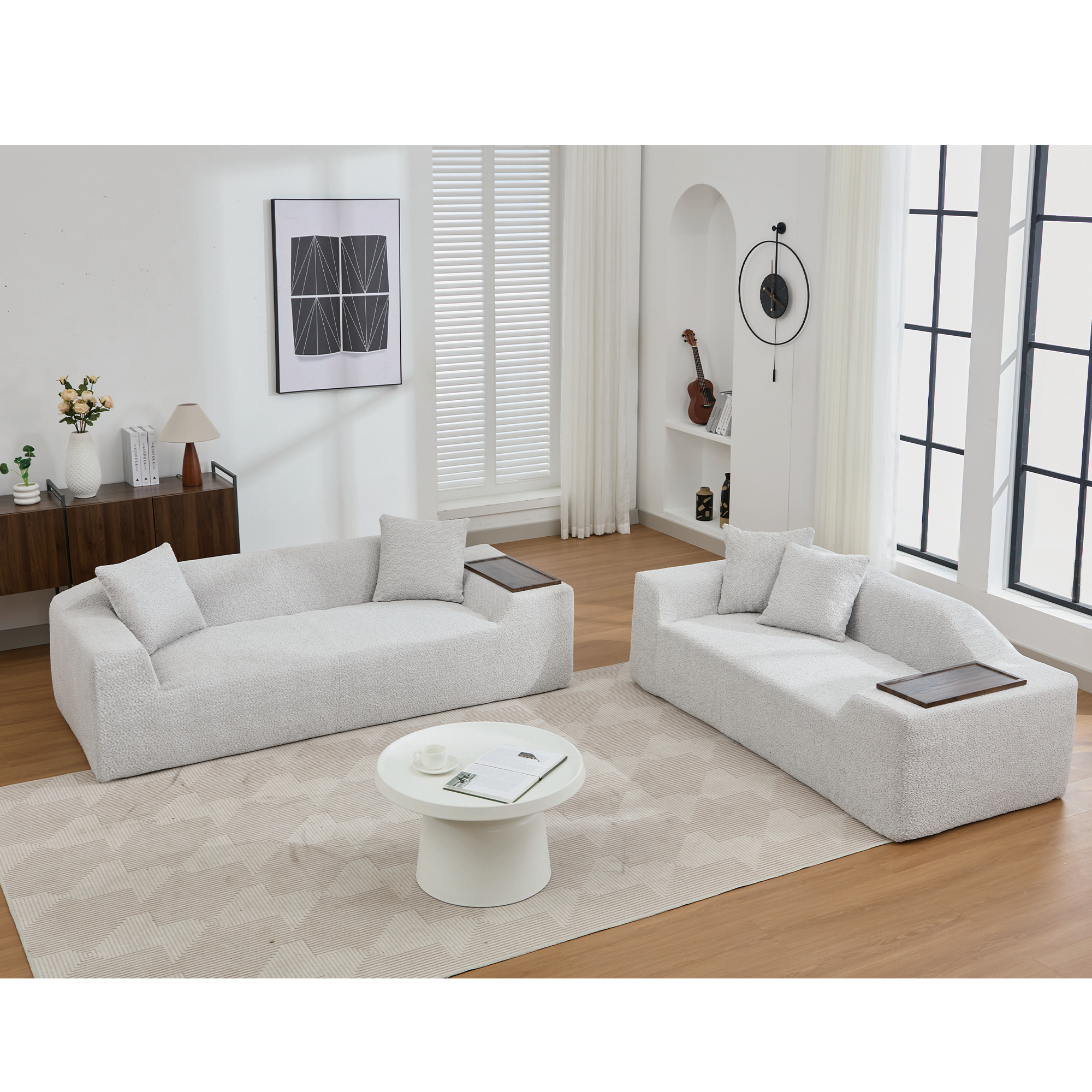 2 Piece Boucle Cloud Sofa Set