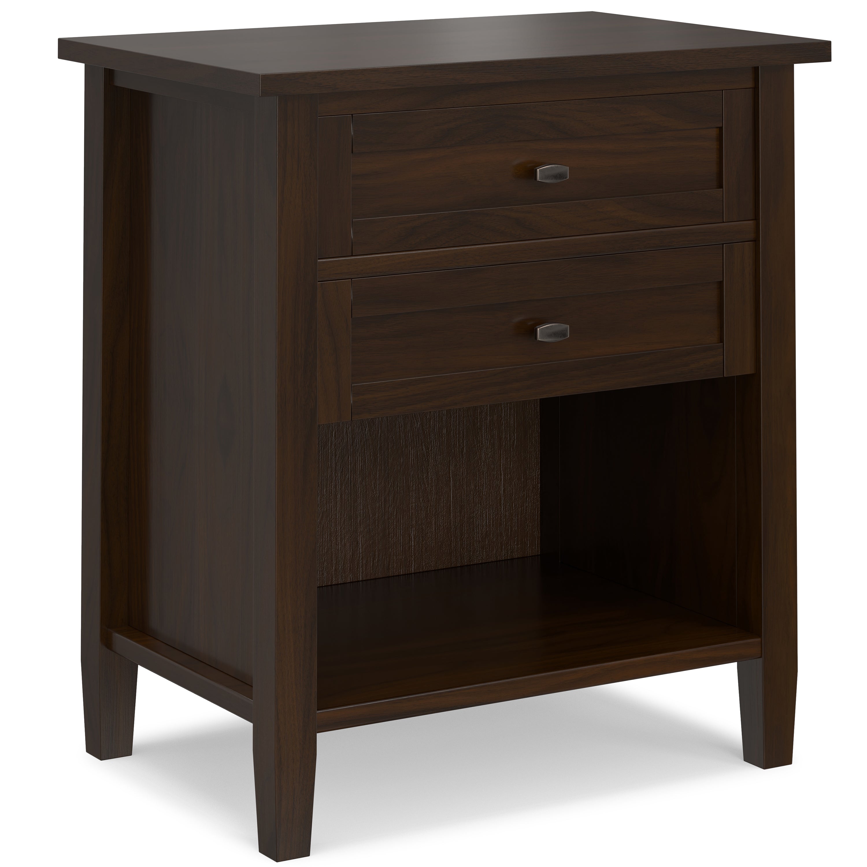 Warm Shaker Solid Wood Nightstand in Brunette