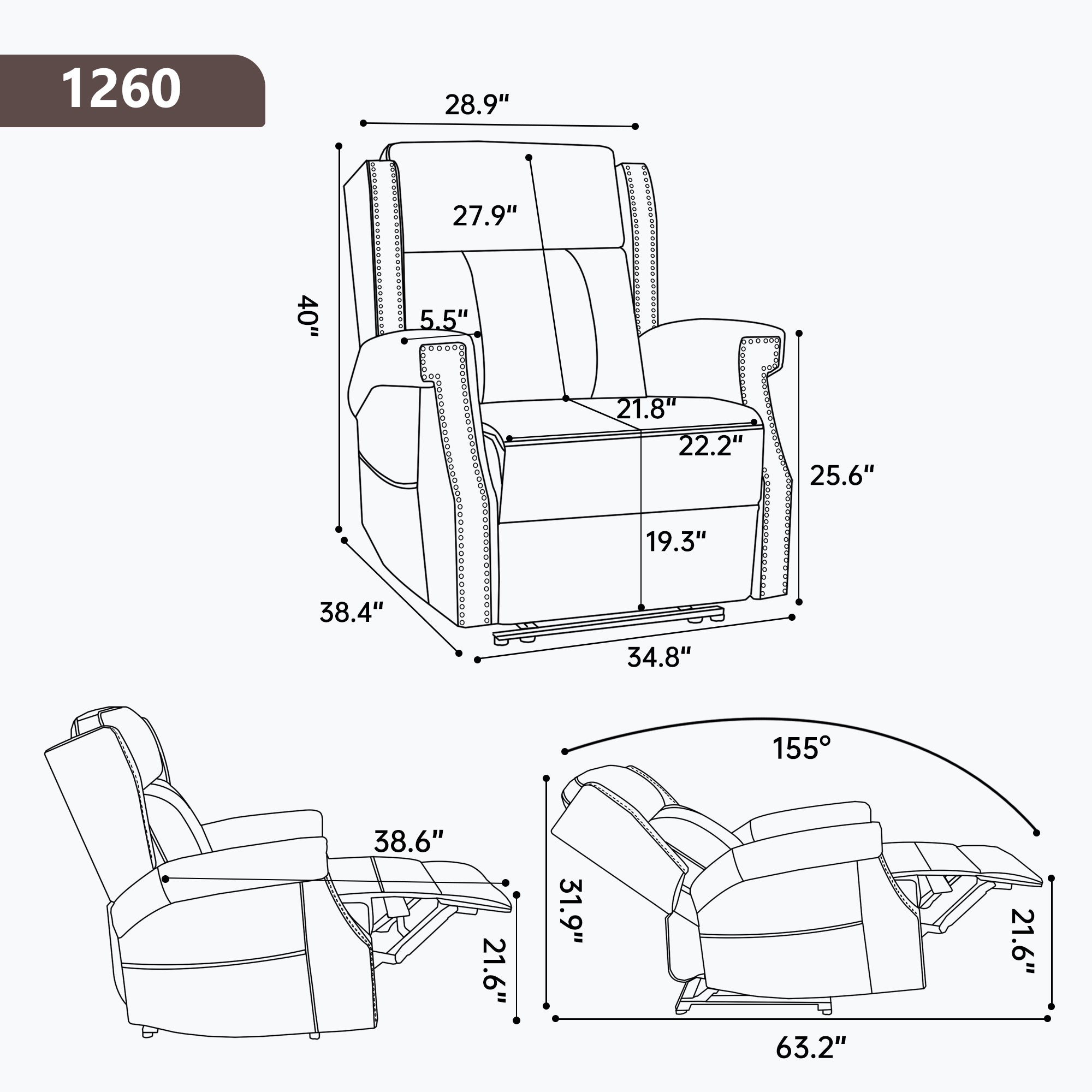 Brown Manual Recliner Chair in Faux Leather