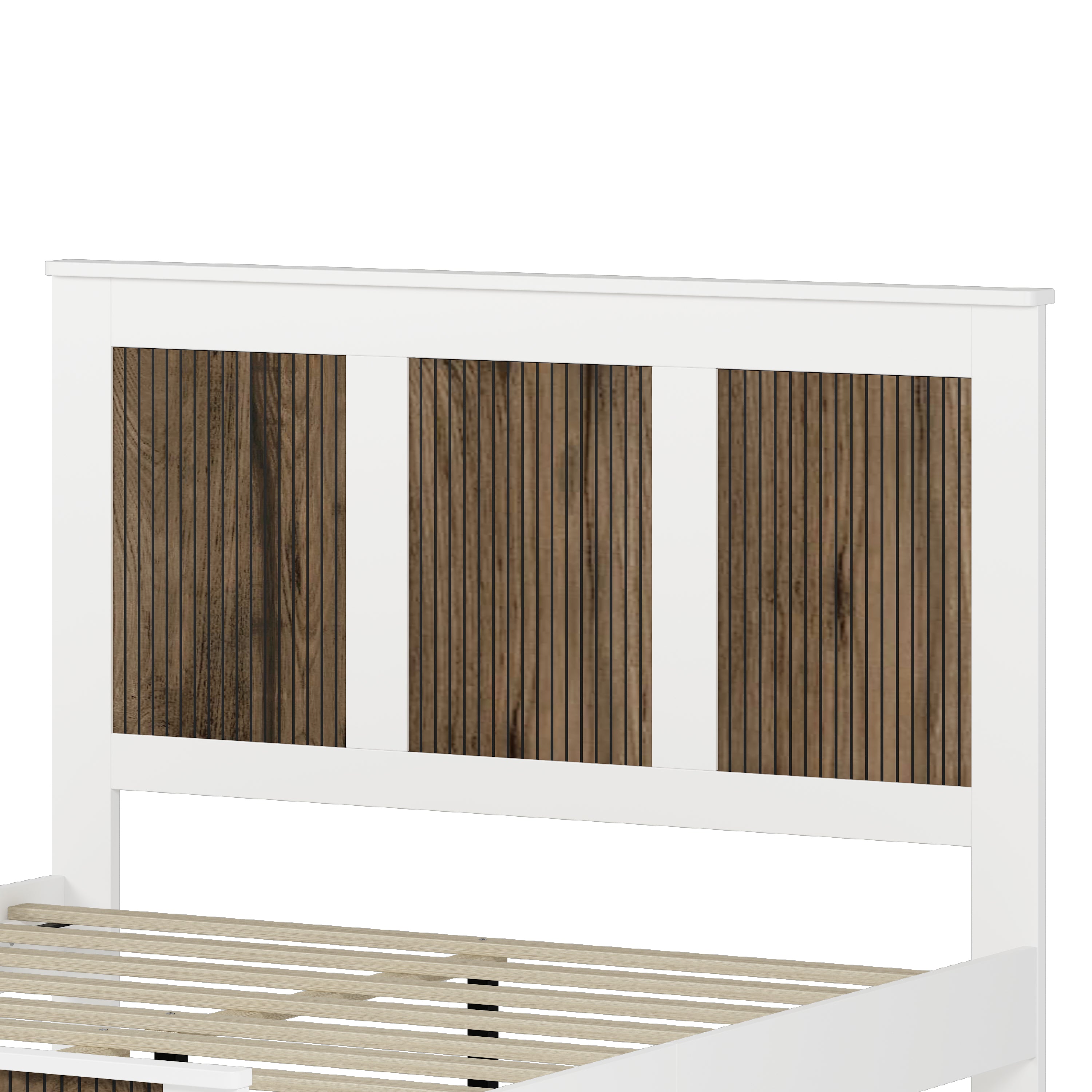 4-Pieces Bedroom Sets, Queen Size Farmhouse Platform Bed