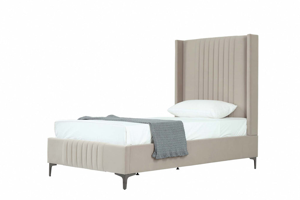 Promenade Upholstered Velvet Twin Bed in Rustic